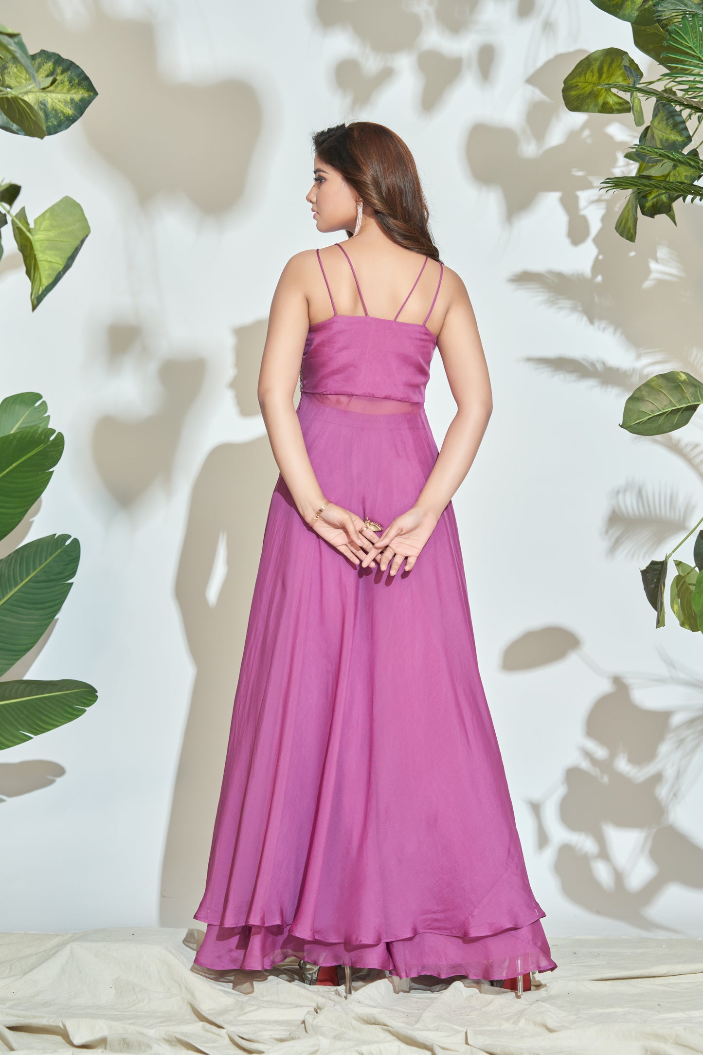 DUSTY ROSE INDOWESTERN WITH HAND EMBROIDERY