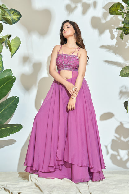 DUSTY ROSE INDOWESTERN WITH HAND EMBROIDERY